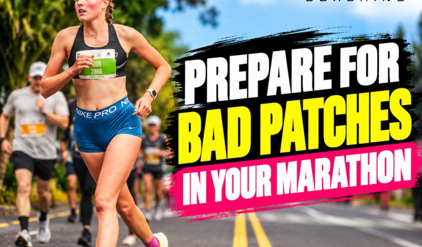 Female marathon runner during a race illustrating how to prepare for bad patches in a marathon