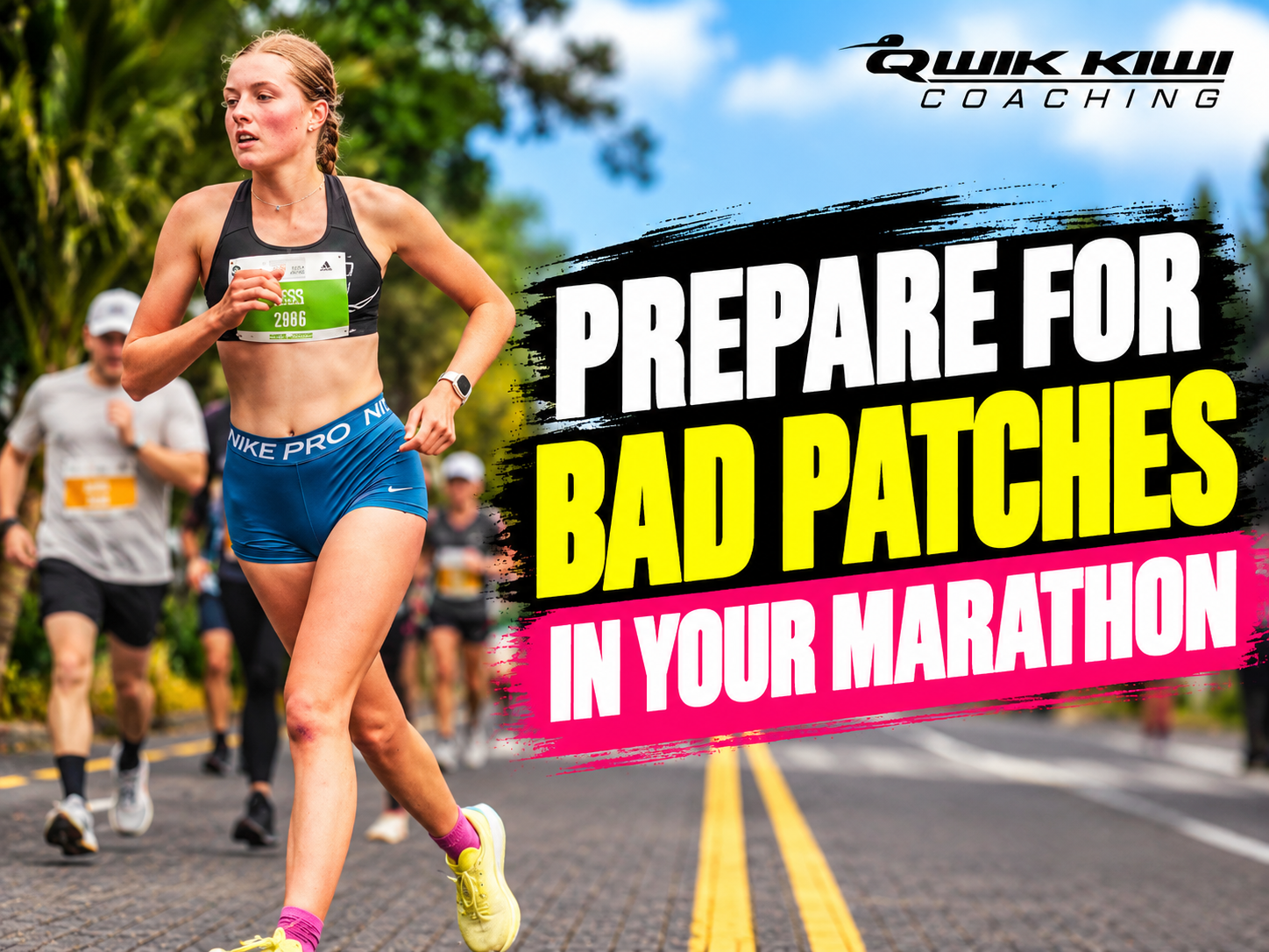 Female marathon runner during a race illustrating how to prepare for bad patches in a marathon